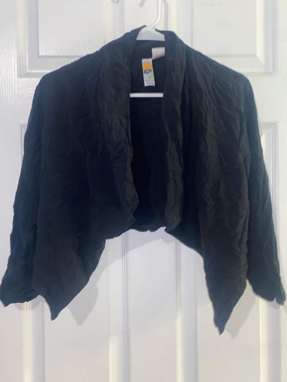 Mimi Chica Black Open-Front Cropped Shrug